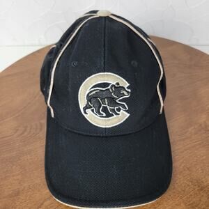 VINTAGE Chicago Cubs Mens Baseball Cap OS Black Bear Logo Embroidered Adjustable